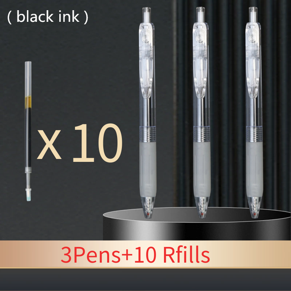 gel pens 13pcs set 0.5mm press pen black and blue refill silicone grip transparent plastic penholde school office writing stationery
gel pens 13pcs set 0.5mm press pen black and blue refill silicone grip transparent plastic penholde school office writing stationery