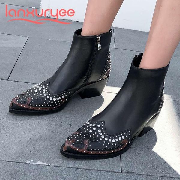 boots lanxuryee genuine leather pointed toe high heel winter shoes keep warm rhinestone rivet decoration young lady ankle l16, Black
boots lanxuryee genuine leather pointed toe high heel winter shoes keep warm rhinestone rivet decoration young lady ankle l16, Black