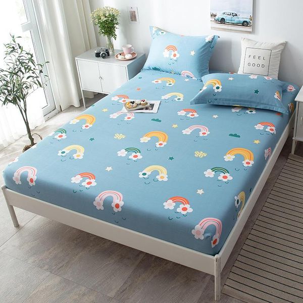 sheets & sets 1 pc 100% cotton fitted sheet rainbow pattern mattress cover with elastic skin-friendly bed queen king size 
sheets & sets 1 pc 100% cotton fitted sheet rainbow pattern mattress cover with elastic skin-friendly bed queen king size