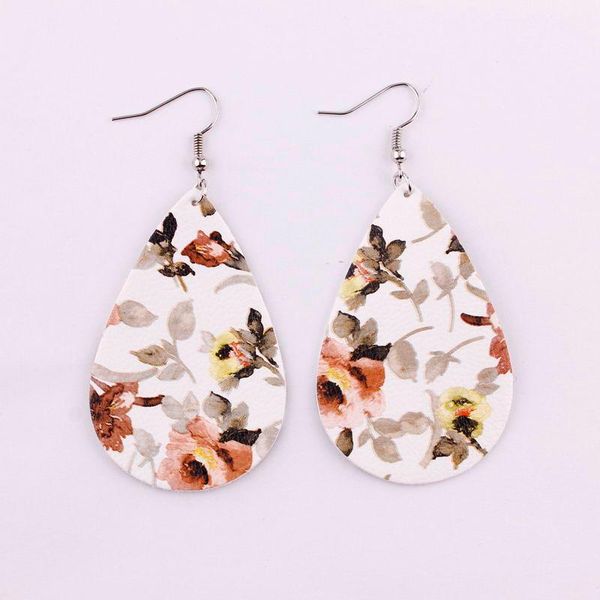 dangle & chandelier rose floral flowers prints teardrop leather earrings for women drops boho bohemia design, Silver 
dangle & chandelier rose floral flowers prints teardrop leather earrings for women drops boho bohemia design, Silver