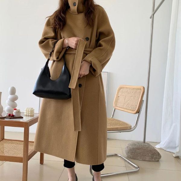 women's wool & blends 2021 jacket for women long high grade double sided coat loose warm stand collar winter parka outwear femme abrigo, Black
women's wool & blends 2021 jacket for women long high grade double sided coat loose warm stand collar winter parka outwear femme abrigo, Black