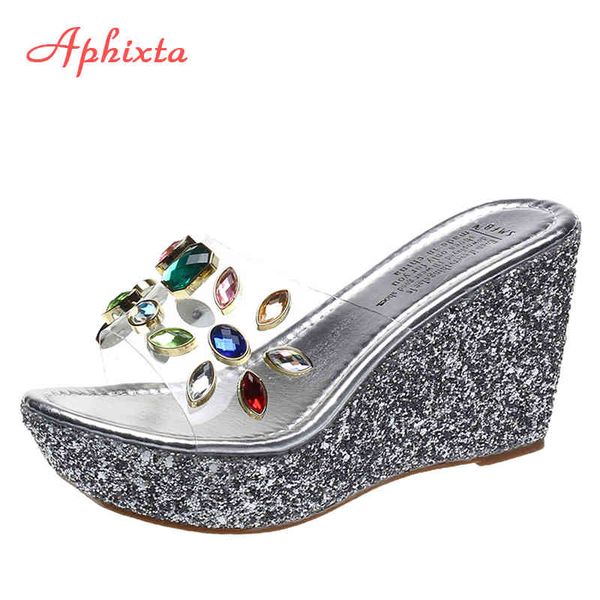 aphixta luxury jewelry designer 9cm wedge slippers women platform heels slides sequined high ladies shoes summer shoes woman k731, Black
aphixta luxury jewelry designer 9cm wedge slippers women platform heels slides sequined high ladies shoes summer shoes woman k731, Black