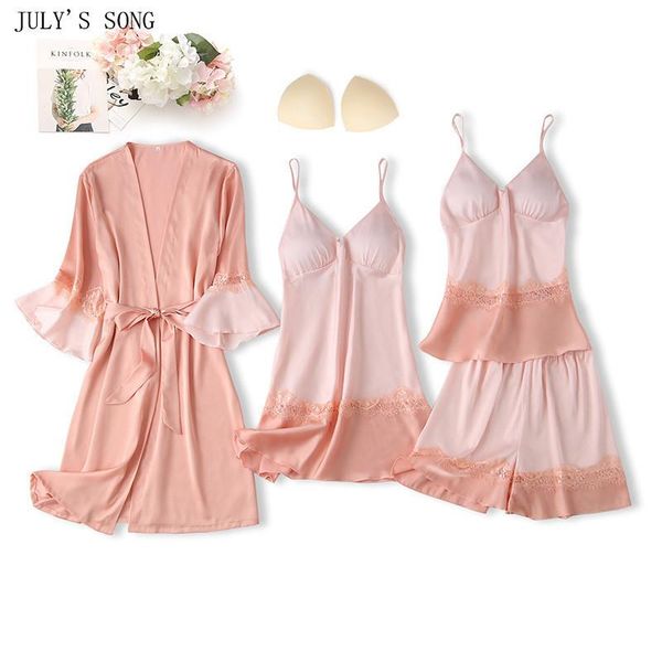 women's sleepwear july's song 4pcs faux silk women pajamas sets spring summer lace female sling nightdress woman robe satin, Black;red
women's sleepwear july's song 4pcs faux silk women pajamas sets spring summer lace female sling nightdress woman robe satin, Black;red