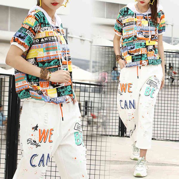 t shirt 2021 summer breathable printing hooded short sleeve sweater women's fashion western style, White
t shirt 2021 summer breathable printing hooded short sleeve sweater women's fashion western style, White