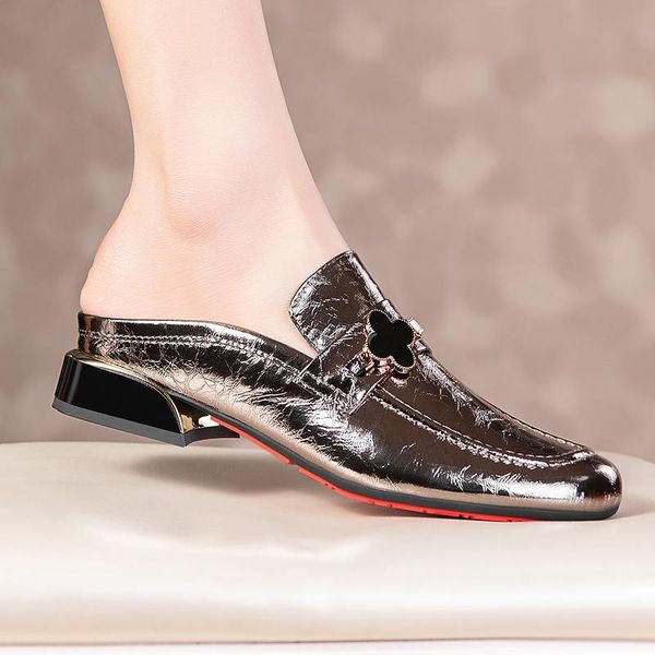 brand summer women black slippers women's shoes genuine leather cowhide with low mules
brand summer women black slippers women's shoes genuine leather cowhide with low mules
