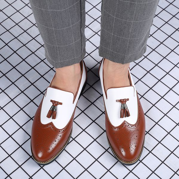men business dress shoes leather pointed tassels buckle formal shoes male party wedding footwear, Black 
men business dress shoes leather pointed tassels buckle formal shoes male party wedding footwear, Black