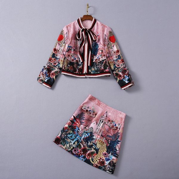 two piece dress european and american women's wear winter style nine-point sleeve architectural print coat skirts fashion jacquard suit, White
two piece dress european and american women's wear winter style nine-point sleeve architectural print coat skirts fashion jacquard suit, White