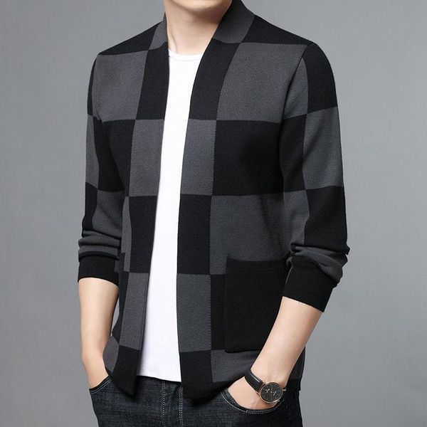 men's sweaters men 2022 spring autumn fashion plus size cardigan coats male pockets knitted jackets casual plaid sweater outwear w907, White;black
men's sweaters men 2022 spring autumn fashion plus size cardigan coats male pockets knitted jackets casual plaid sweater outwear w907, White;black