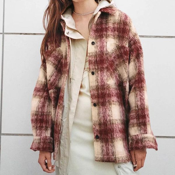 women's jackets khalee yose high street plaid women jacket autumn winter thick warm casual oversized pockets long sleeve female coats, Black;brown
women's jackets khalee yose high street plaid women jacket autumn winter thick warm casual oversized pockets long sleeve female coats, Black;brown