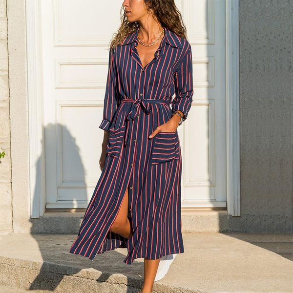 casual dresses women shirt dress plus size striped print autumn bandage pockets long sleeve streetwear woman beach party vestido, Black;gray
casual dresses women shirt dress plus size striped print autumn bandage pockets long sleeve streetwear woman beach party vestido, Black;gray