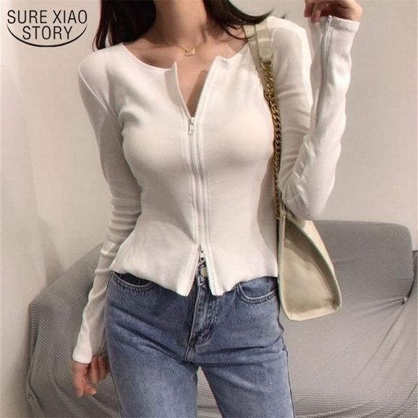 spring knitted with zipper for women long sleeve solid slim female cardigan sweater streetwear ropa mujer 210510, White
spring knitted with zipper for women long sleeve solid slim female cardigan sweater streetwear ropa mujer 210510, White