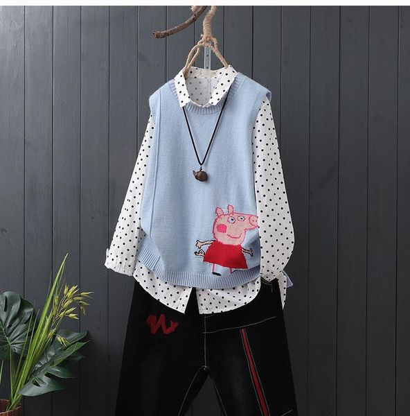 women's sweaters simple cartoon o-neck knit pullover vest sweater autumn winter 2108 mori girl, White;black
women's sweaters simple cartoon o-neck knit pullover vest sweater autumn winter 2108 mori girl, White;black