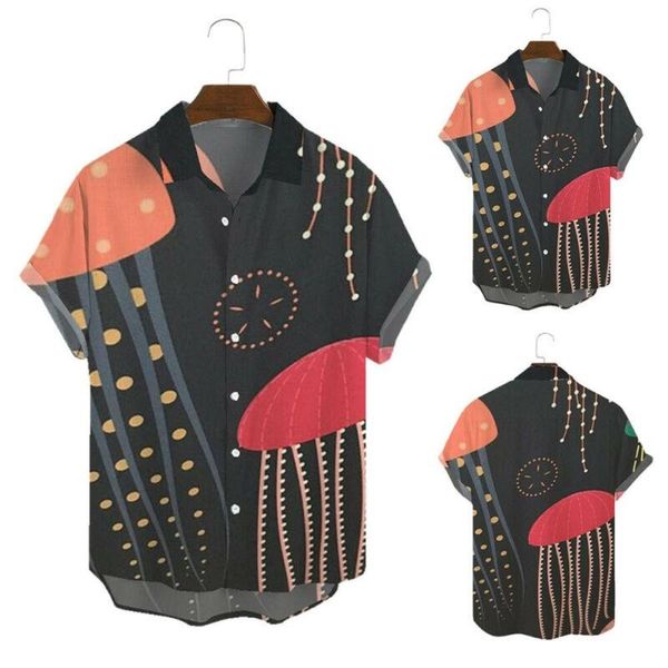 men's casual shirts jellyfish printed short sleeve t-shirt summer holiday beach, White;black
men's casual shirts jellyfish printed short sleeve t-shirt summer holiday beach, White;black