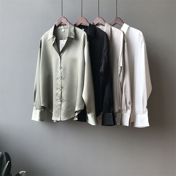 new chic casual loose poplin shirt female temperamen silk blouse shirt women elegant korean solid color oversize 210323, White
new chic casual loose poplin shirt female temperamen silk blouse shirt women elegant korean solid color oversize 210323, White