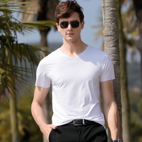 brand summer short men's t-shirt solid for male half sleeve thin v-neck kg-94, White;black
brand summer short men's t-shirt solid for male half sleeve thin v-neck kg-94, White;black