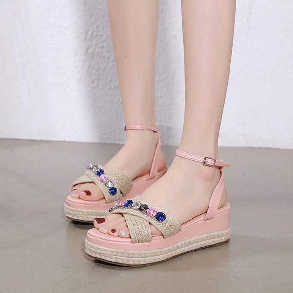 bling string beads wedges platform sandals shoes woman colorful rhinestone crystal straw high heels drop ship, Black
bling string beads wedges platform sandals shoes woman colorful rhinestone crystal straw high heels drop ship, Black