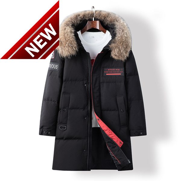 fur collar winter men's jacket hooded detachable white duck down thick warm windbreaker long coat, Black
fur collar winter men's jacket hooded detachable white duck down thick warm windbreaker long coat, Black