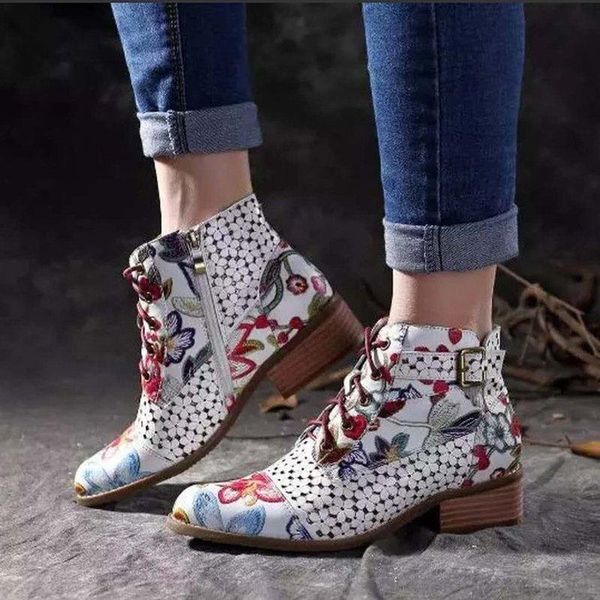 boots 2021 painting flower pattern women cow leather splicing lace-up stitching shoes botas feminina dames laarzen ankle, Black
boots 2021 painting flower pattern women cow leather splicing lace-up stitching shoes botas feminina dames laarzen ankle, Black