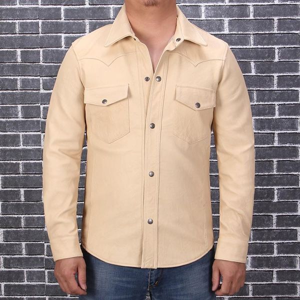 men's leather & faux 2021 vintage brown slim fit american casual style large size xxxl genuine thin sheepskin aturmn men shirt coat, Black
men's leather & faux 2021 vintage brown slim fit american casual style large size xxxl genuine thin sheepskin aturmn men shirt coat, Black