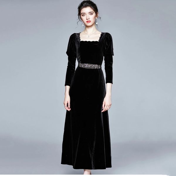 zawfl designer dresses runway party long french style puff sleeve vintage black velvet dress autumn winter 210525, Black;gray
zawfl designer dresses runway party long french style puff sleeve vintage black velvet dress autumn winter 210525, Black;gray