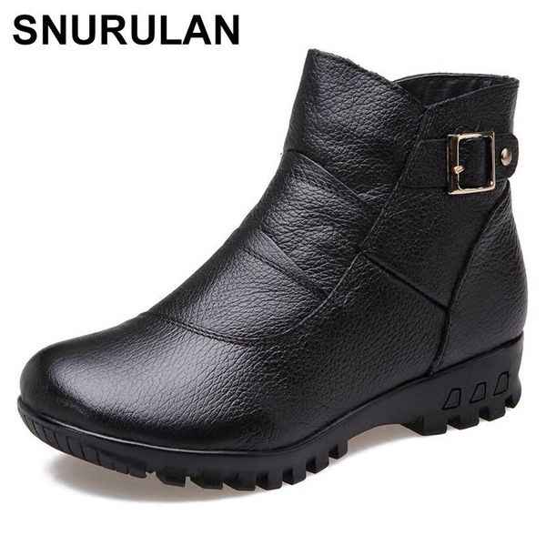 boots snurulan fashion winter women genuine leather flat ankle warm woman snow comfortable plus size shoes, Black
boots snurulan fashion winter women genuine leather flat ankle warm woman snow comfortable plus size shoes, Black