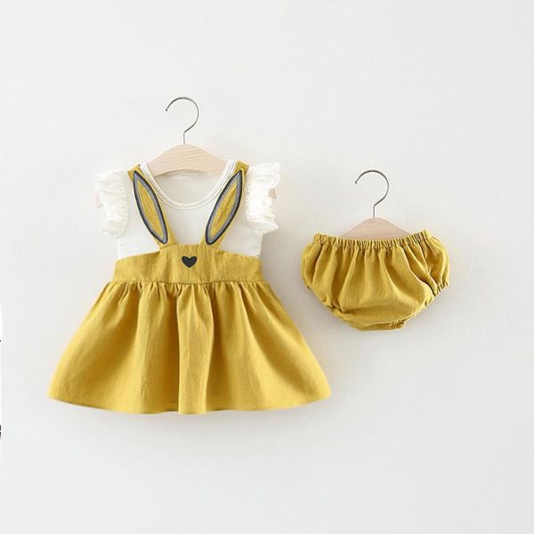 clothing sets happy easter set cartoon ear dress born toddler baby girl sleeveless shorts 2021, White