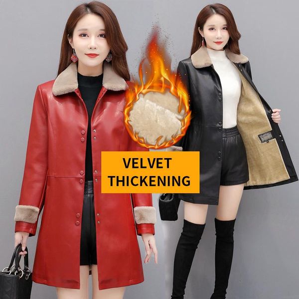 women's leather & faux winter pu jackets thick warm lamb wool fur collar coats motor biker female outerwear ladies clothes plus size 5x, Black
women's leather & faux winter pu jackets thick warm lamb wool fur collar coats motor biker female outerwear ladies clothes plus size 5x, Black