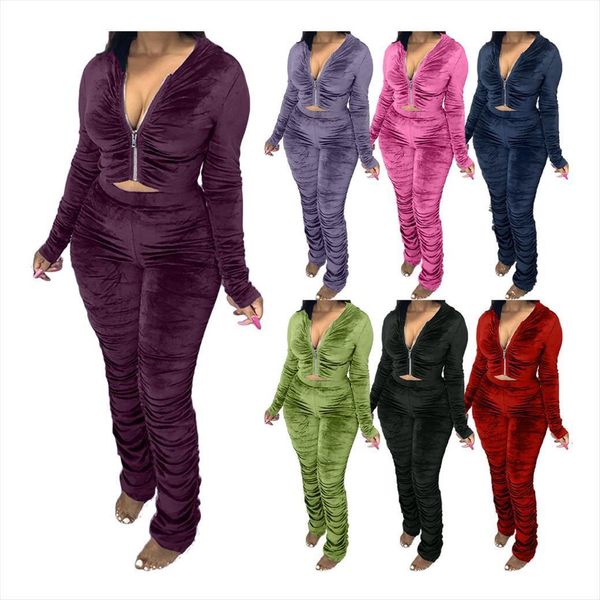autumn velvet stacked zipper women pants hoodies ruched set sport tracksuit two piece outfit active sweatsuit for, Black;white
autumn velvet stacked zipper women pants hoodies ruched set sport tracksuit two piece outfit active sweatsuit for, Black;white