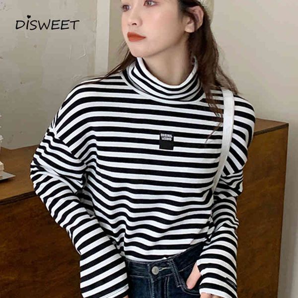 t shirt solid high collar t-shirts woman korean long-sleeved loose striped tees simple slim autumn casual women, White
t shirt solid high collar t-shirts woman korean long-sleeved loose striped tees simple slim autumn casual women, White
