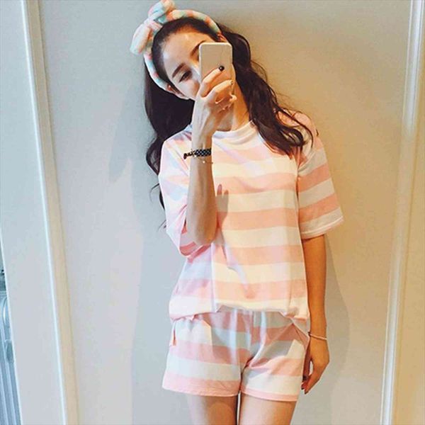 sets summer short sleeve womens sleepwears stripe loose comfortable pijamas mujer female heigh quality, Black;red
sets summer short sleeve womens sleepwears stripe loose comfortable pijamas mujer female heigh quality, Black;red