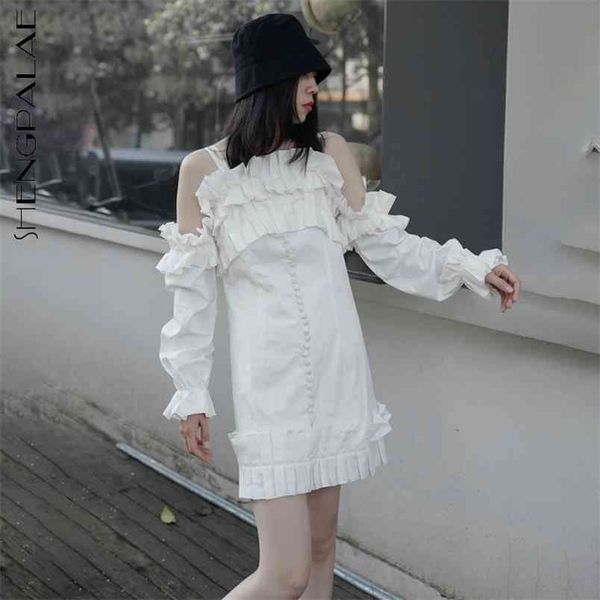 white folds spaghetti strap dress women's summer square collar hollow out long sleeve mini dresses female 210427
white folds spaghetti strap dress women's summer square collar hollow out long sleeve mini dresses female 210427