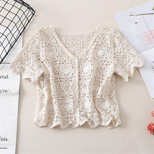 women's blouses & shirts korean chic knitted cardigan summer crop women short sleeve shirt female boho clothing hollow out crochet, White
women's blouses & shirts korean chic knitted cardigan summer crop women short sleeve shirt female boho clothing hollow out crochet, White
