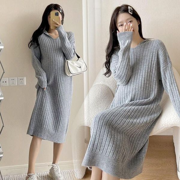maternity dresses autumn winter loose straight casual sweaters for pregannt women thick warm knitted long dress hoodies large size, White
maternity dresses autumn winter loose straight casual sweaters for pregannt women thick warm knitted long dress hoodies large size, White