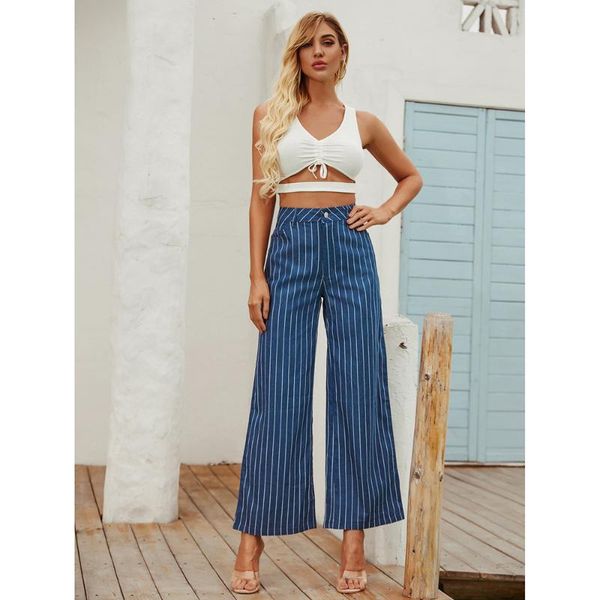 women's jeans european and american retro 2021 high waist slimming straight denim trousers clothing, Blue
women's jeans european and american retro 2021 high waist slimming straight denim trousers clothing, Blue