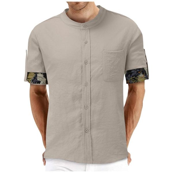 men's casual shirts stand collar shirt solid blouse bird print short sleeve autumn spring slim social dress male 2021, White;black
men's casual shirts stand collar shirt solid blouse bird print short sleeve autumn spring slim social dress male 2021, White;black