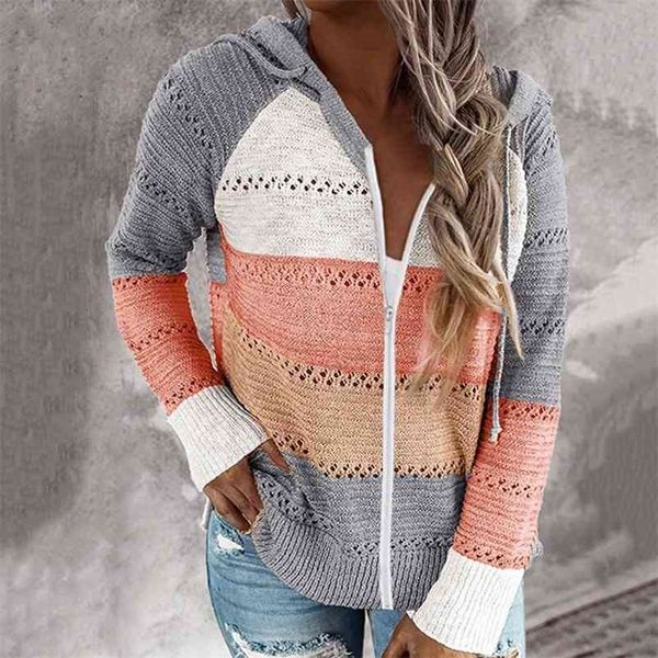 women autumn winter knitted patchwork zipper sweater coat casual hollow out hooded wide striped long sleeve sweaters jumper 210520, White
women autumn winter knitted patchwork zipper sweater coat casual hollow out hooded wide striped long sleeve sweaters jumper 210520, White