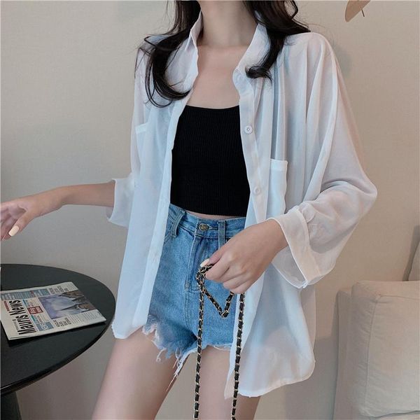 women's blouses & shirts #5033 white chiffon shirt long sleeves casual summer thin sunscreen beach blouse woman transparent loose tide
women's blouses & shirts #5033 white chiffon shirt long sleeves casual summer thin sunscreen beach blouse woman transparent loose tide