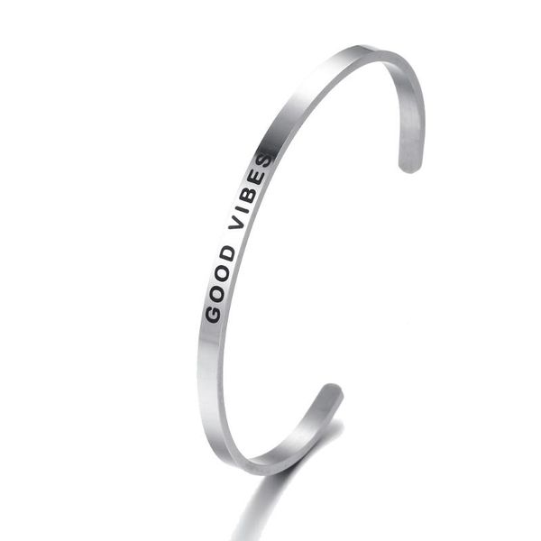 bangle stainless steel engraved good vibes bracelets inspirational positive quote cuff mantra & bangles for women, Black
bangle stainless steel engraved good vibes bracelets inspirational positive quote cuff mantra & bangles for women, Black