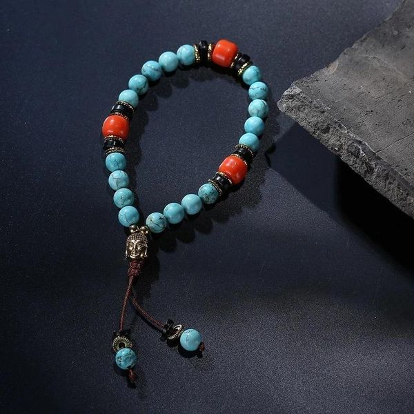 link, chain 2021 natural turquoise bead wrist mala bracelet for women, Black 
link, chain 2021 natural turquoise bead wrist mala bracelet for women, Black