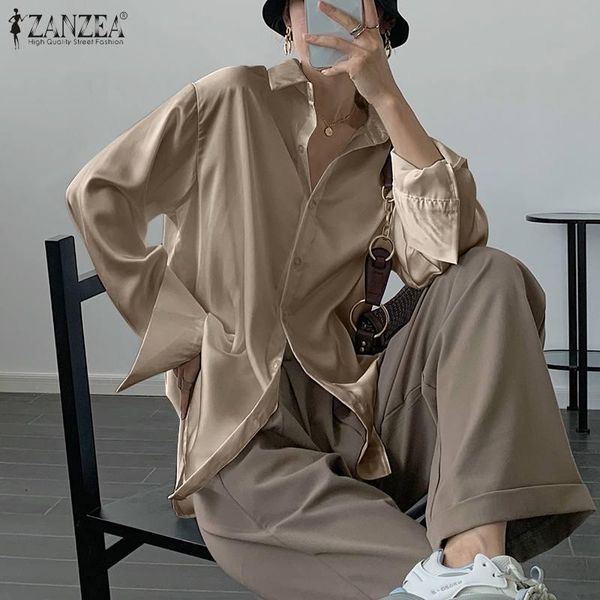 women's blouses & shirts women satin zanzea 2021 fashion autumn casual long sleeve blusas female lapel button tunic lady office chemise, White
women's blouses & shirts women satin zanzea 2021 fashion autumn casual long sleeve blusas female lapel button tunic lady office chemise, White