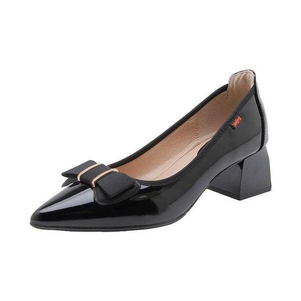 dress shoes 2021 pointed toe block heels women patent leather party wedding office working spring summer pumps with bow, Black
dress shoes 2021 pointed toe block heels women patent leather party wedding office working spring summer pumps with bow, Black