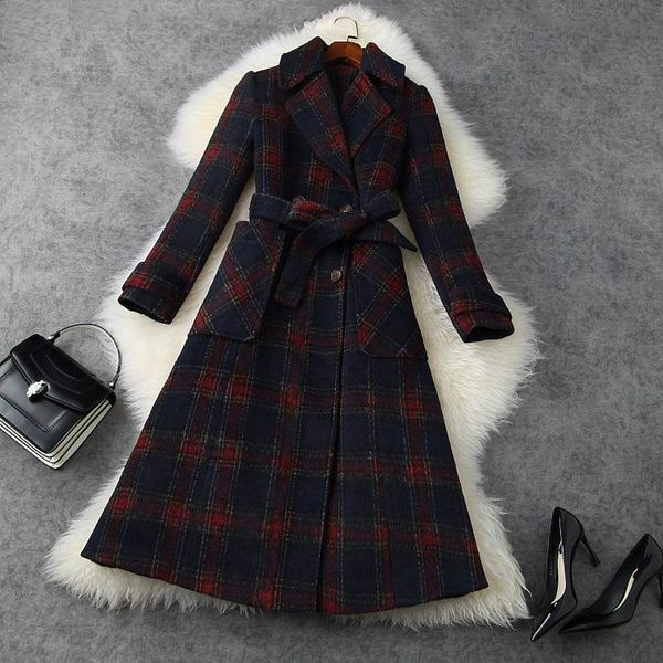 women's wool & blends women plaid long jackets and coats double breasted elegant england style thick warm outerwear overcoat, Black
women's wool & blends women plaid long jackets and coats double breasted elegant england style thick warm outerwear overcoat, Black