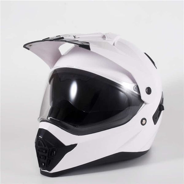 Touring Motorcycle Helmet Dual Sports Head Gear with Double Visor Lens White Black Yellow Color TK42, Multi 
Touring Motorcycle Helmet Dual Sports Head Gear with Double Visor Lens White Black Yellow Color TK42, Multi