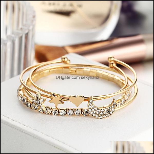 

charm bracelets jewelry meyfflin punk moon star crystal bacelets & bangles for women fashion gold sier color cuff bracelet pseiras bijoux dr, Golden;silver