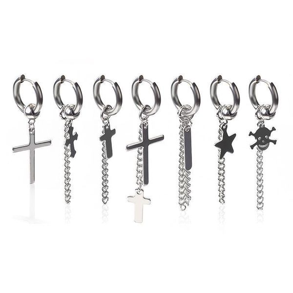 hoop & huggie single stainless steel cross earrings skull star charm for men and women ear jewelry multiple punk styles available earring, Golden;silver
hoop & huggie single stainless steel cross earrings skull star charm for men and women ear jewelry multiple punk styles available earring, Golden;silver