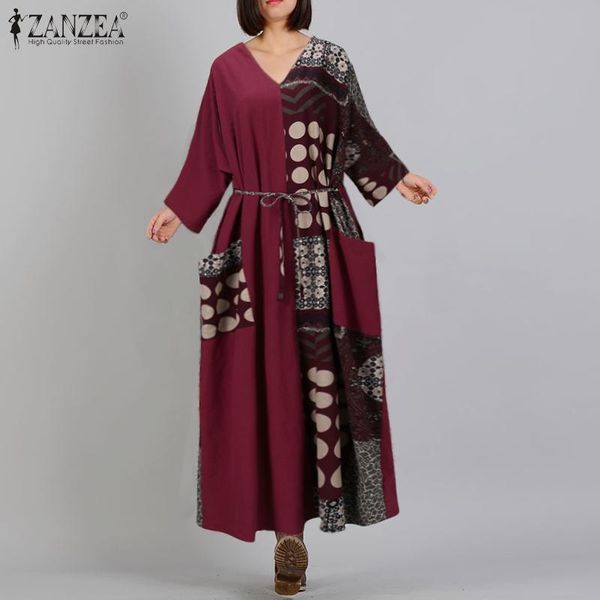 casual dresses plus size women's printed sundress zanzea 2021 patchwork maxi dress vintage long sleeve vestidos female v neck robe 5xl, Black;gray
casual dresses plus size women's printed sundress zanzea 2021 patchwork maxi dress vintage long sleeve vestidos female v neck robe 5xl, Black;gray