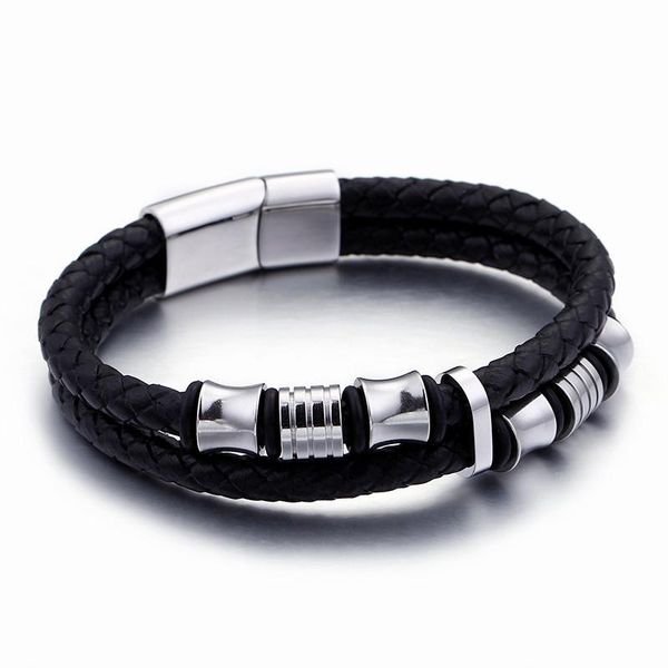 tennis vintage double layer leather bracelets for men 22cm stainless steel gold/silver/black charm wrap bangle armband jewellry, Golden;silver
tennis vintage double layer leather bracelets for men 22cm stainless steel gold/silver/black charm wrap bangle armband jewellry, Golden;silver