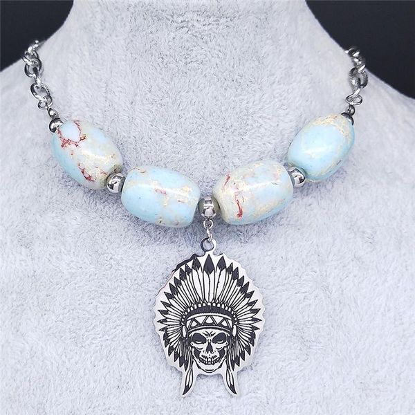 pendant necklaces 2021 fashion skull stainless steel natural stone necklace silver color & pendants women jewelry bisuteria nxs04
pendant necklaces 2021 fashion skull stainless steel natural stone necklace silver color & pendants women jewelry bisuteria nxs04