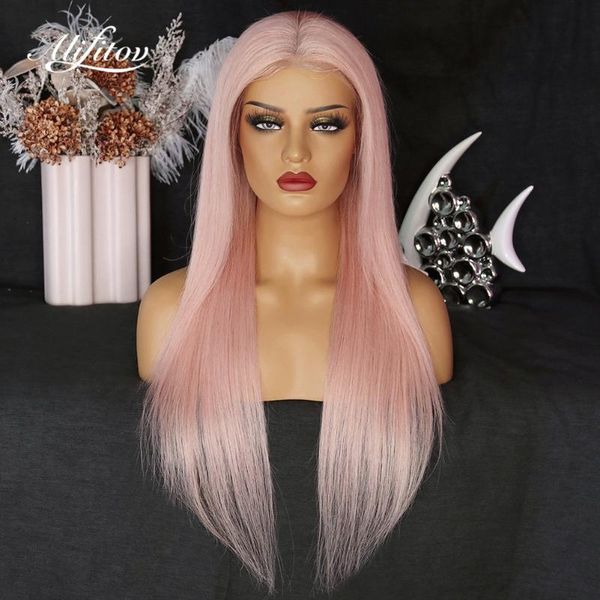 pink lace front wig pre plucked middle part long remy hair human wigs for black women, Black;brown
pink lace front wig pre plucked middle part long remy hair human wigs for black women, Black;brown