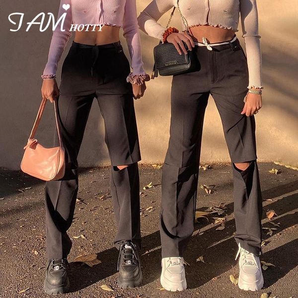 women's pants & capris black ripped hole suit women baggy high waist joggers sweatpants cargo vintage all-match trousers iamty, Black;white
women's pants & capris black ripped hole suit women baggy high waist joggers sweatpants cargo vintage all-match trousers iamty, Black;white